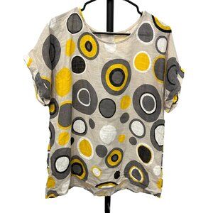 Retro 1988 Made In Italy 100% Cotton Circle Patterned Top